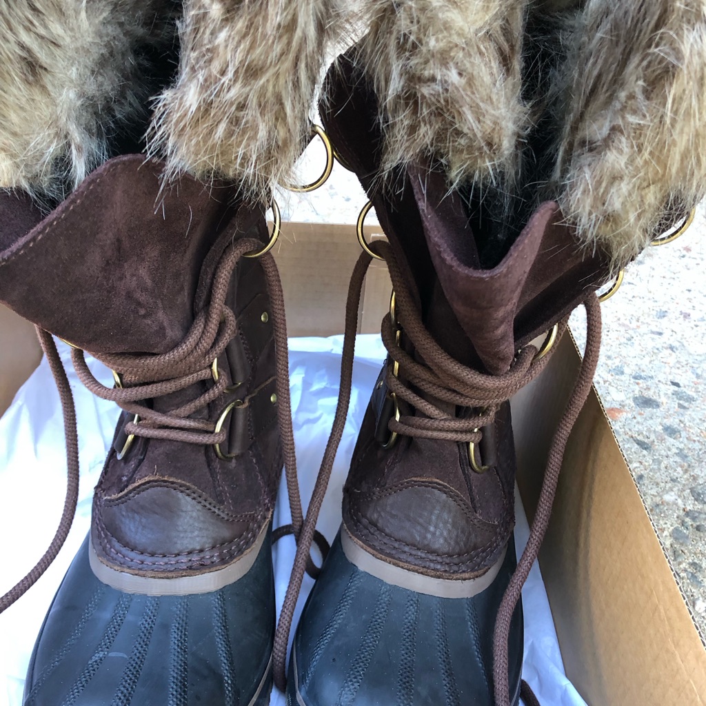 Sorel Black And Brown Fur-Lined Boots